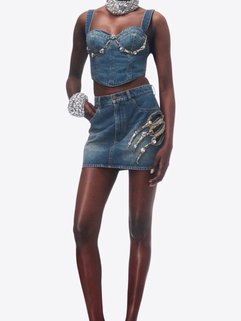 AREA Blue Denim with Gold Zipper